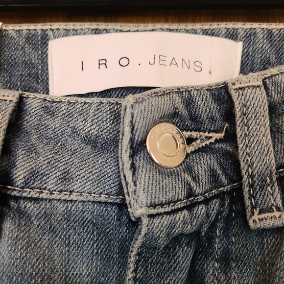 NWT IRO Straight Leg High Rise Indigo Gray Distressed Vix Ankle Jeans in Size 24 - Picture 2 of 13